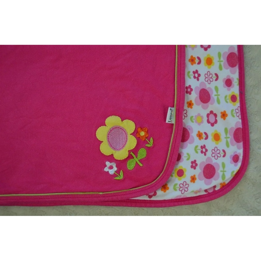 Lamaze Flower Floral Baby Blanket Pink White Green Yellow Orange lovey